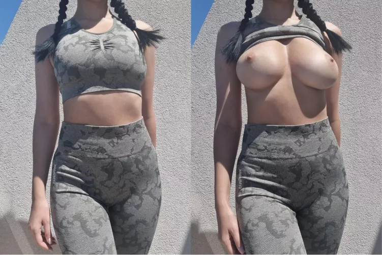 I can workout only if my boobs are squeezed like this, or they hurt