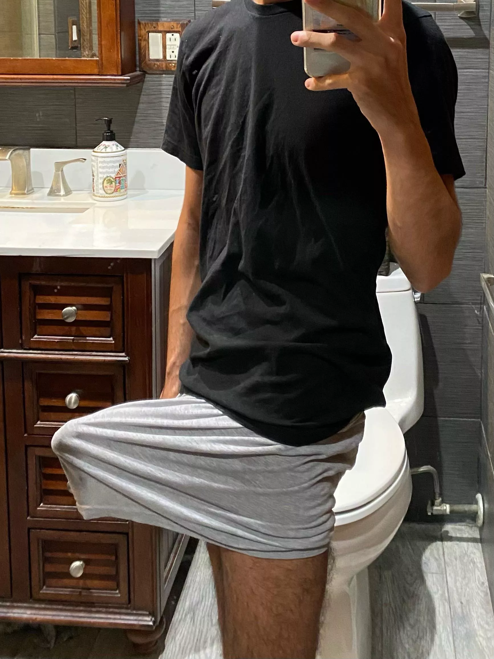 I don’t think anyone can tell I have morning wood, right?