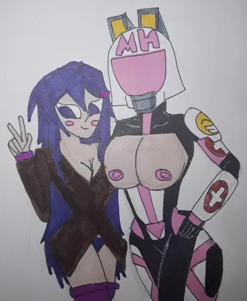 I got this drawing of Yuri and my friend’s [OC] Wendy back on my birthday from February. (By Spider-Sans)
