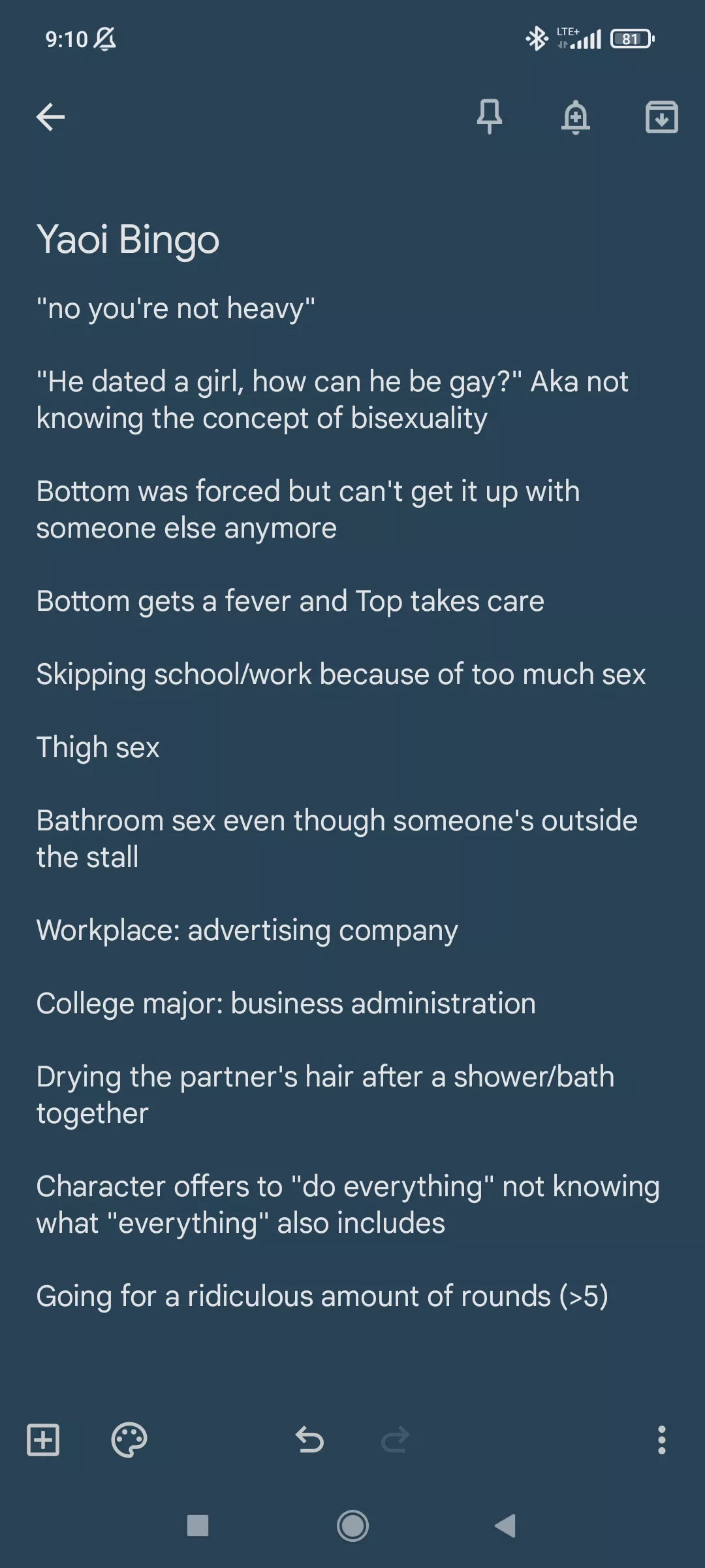 I had an idea about creating a Yaoi Bingo, here are my ideas about phrases and plots that occur often. any other suggestions? I had an idea about creating a Yaoi Bingo, here are my ideas about phrases and plots that occur often. any other suggestions?