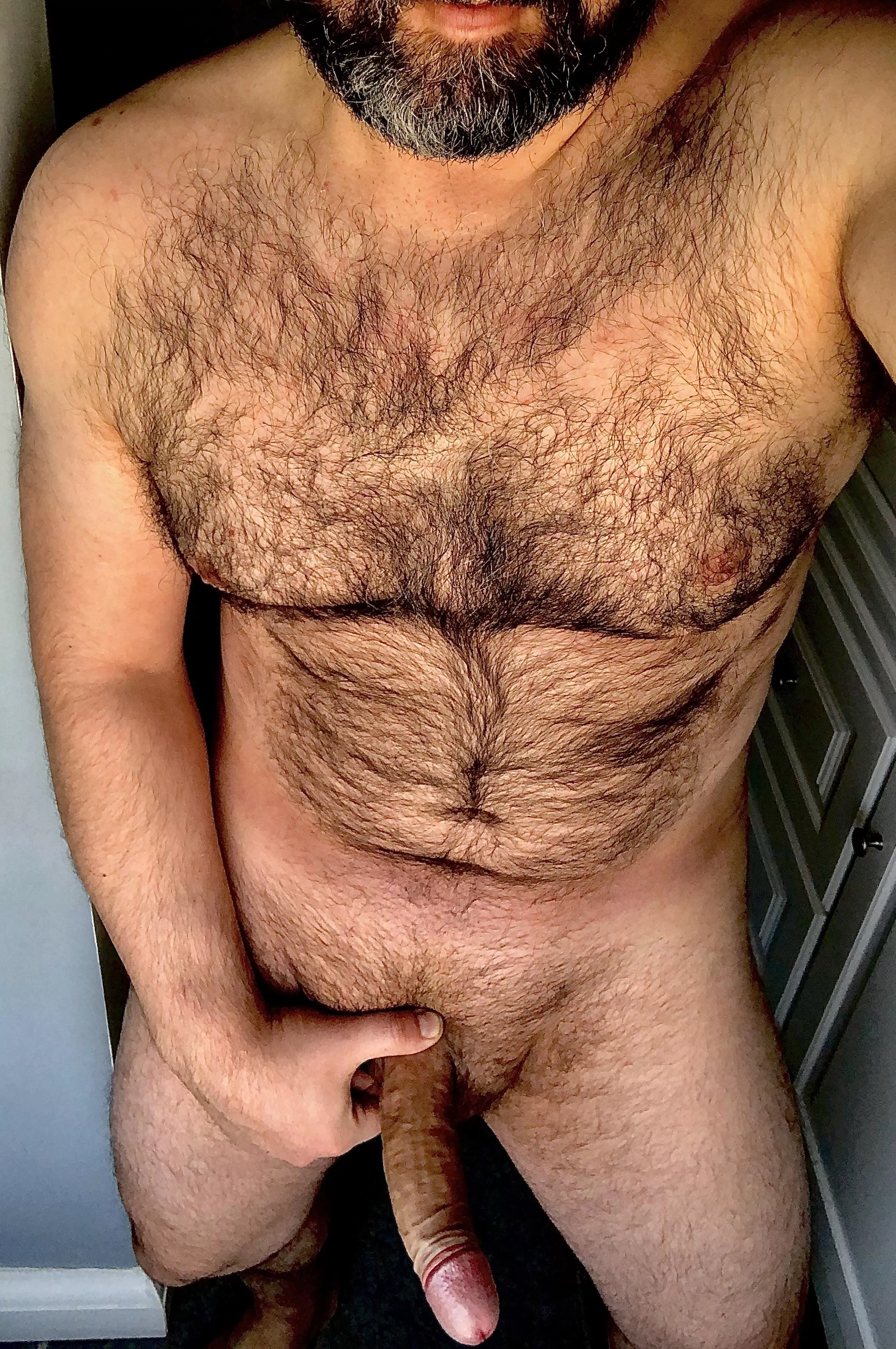 I wouldn’t think it weird if you stroked on my beard, while my boner turned you into a moaner.