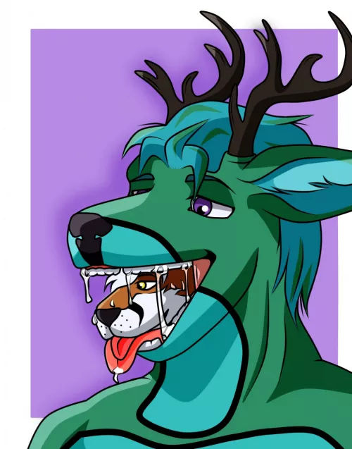 {Image} Oral vore YCH for WinterGreenStag
