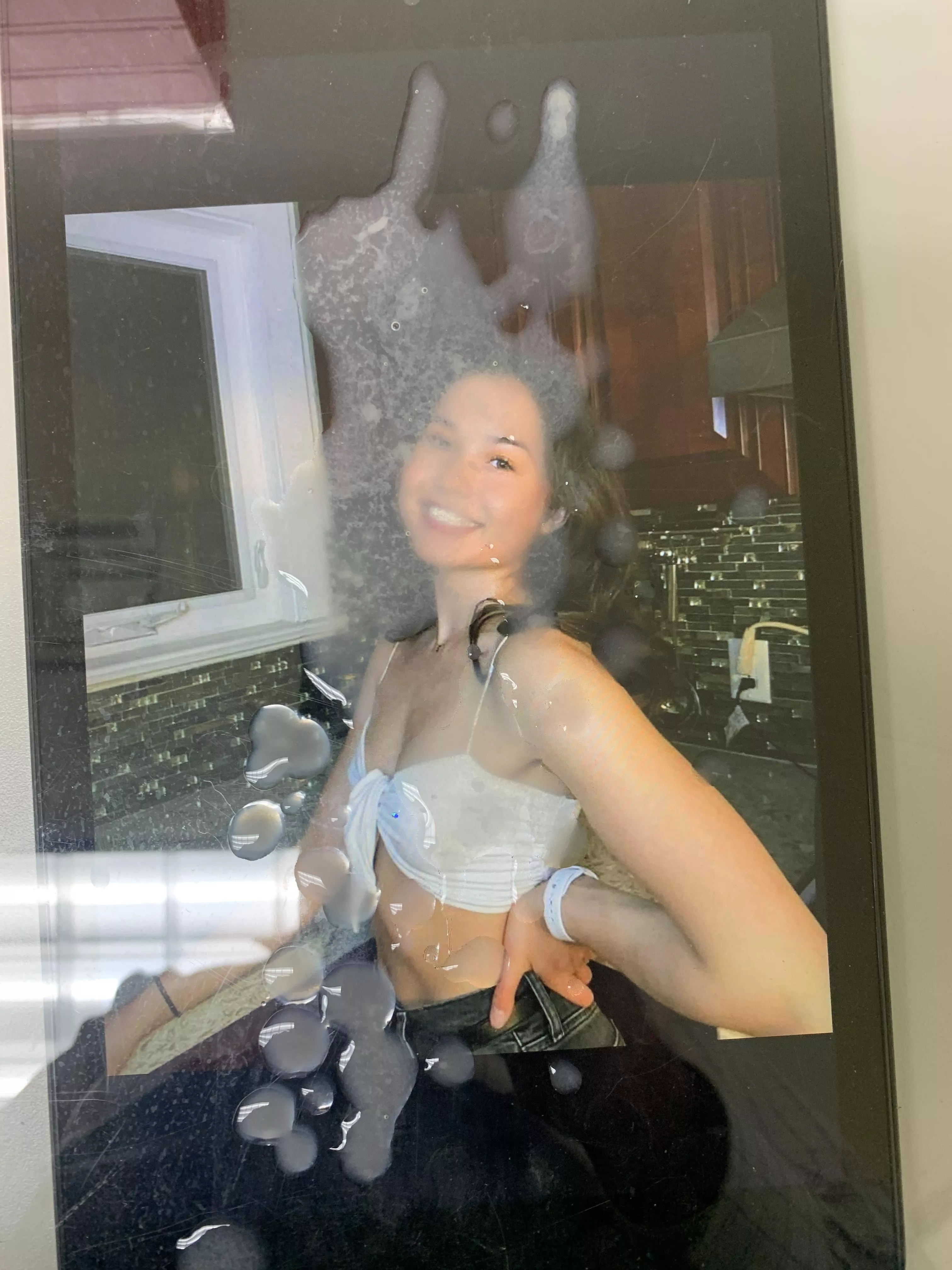 In her kitchen!