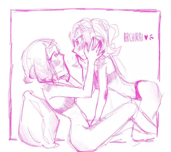 Inkling girl and octoling girl doing some stuff 👉🏻👈🏻(by Archirai)