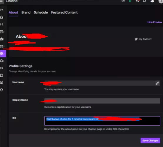 Is there a way to know on when and what devices are logged in with my twitch account? I have 2FA on and for some reason my bio on twitch got changed into an advertisement for a phishing site.