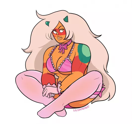 Jasper, in something pink and lacy (art by Blushmallet)