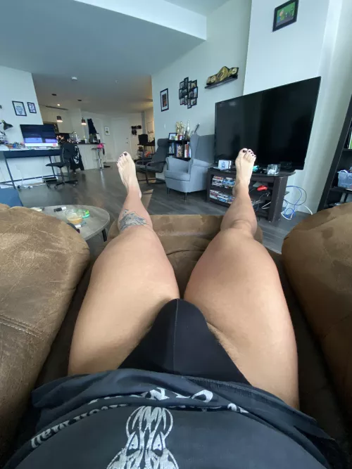 Just relaxing in a tight lil thong