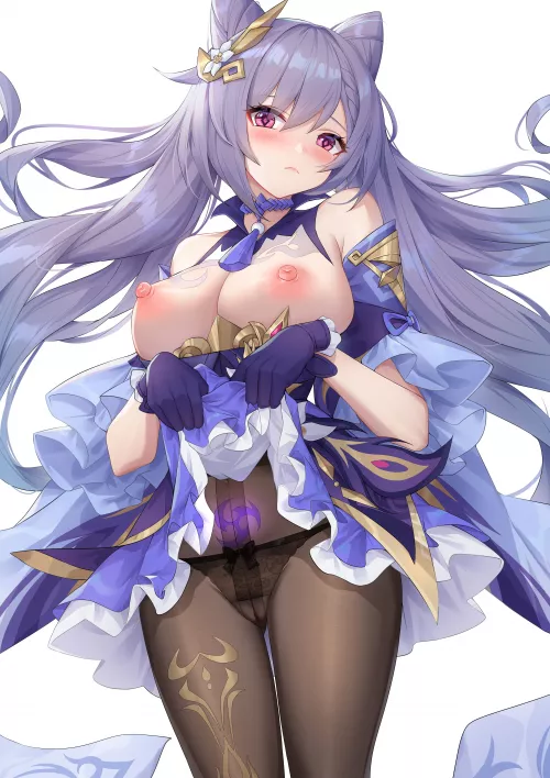 Keqing showing what's under her skirt (Wu Ganlan Cai) [Genshin Impact]