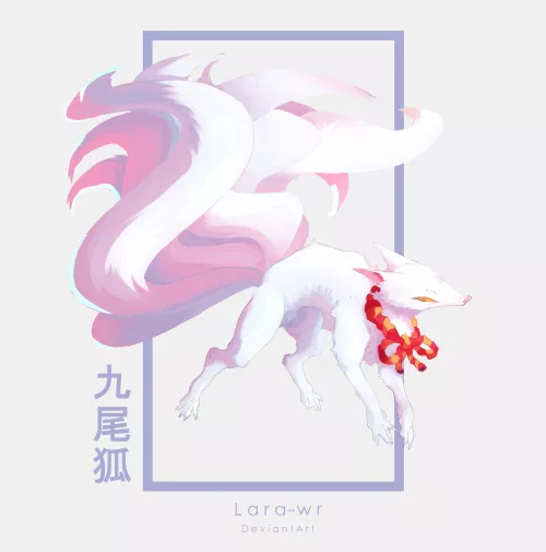 Kitsune ❄️[ Art by me, Lara_wrr on 🐦 ]