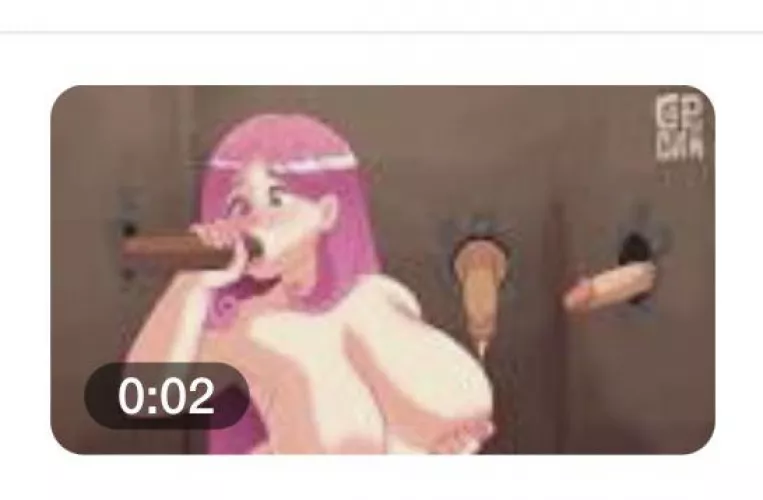 LF Color Source: 1girl, 3boy, big tits, Gloryhole, blushing, nude, blowjob, pink hair, long hair, [text blurry]