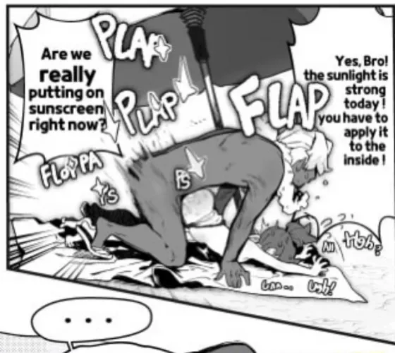 LF mono source: “Are we really putting on sunscreen right now?”