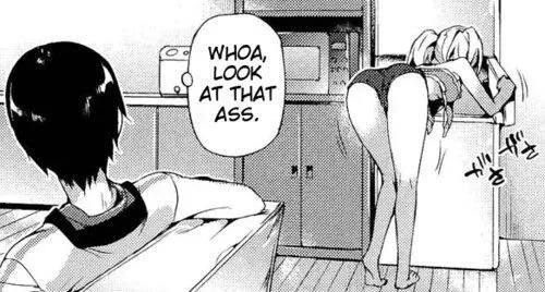LF mono source, whoah look at that ass, blonde, dark hair, siblings, booty shorts
