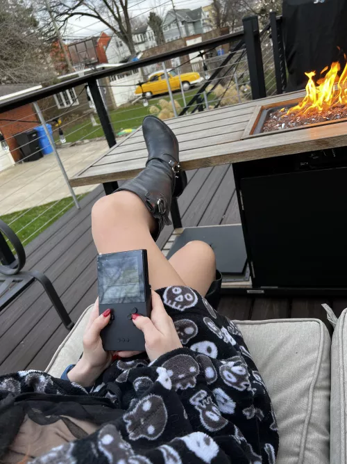 Lounging outside in CdRs with my birthday present.