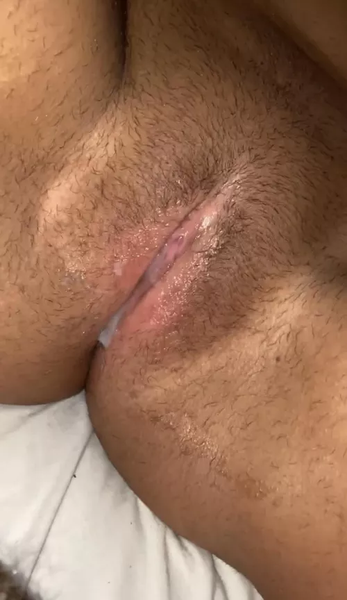 Love when it’s dripping out of my hairy pussy