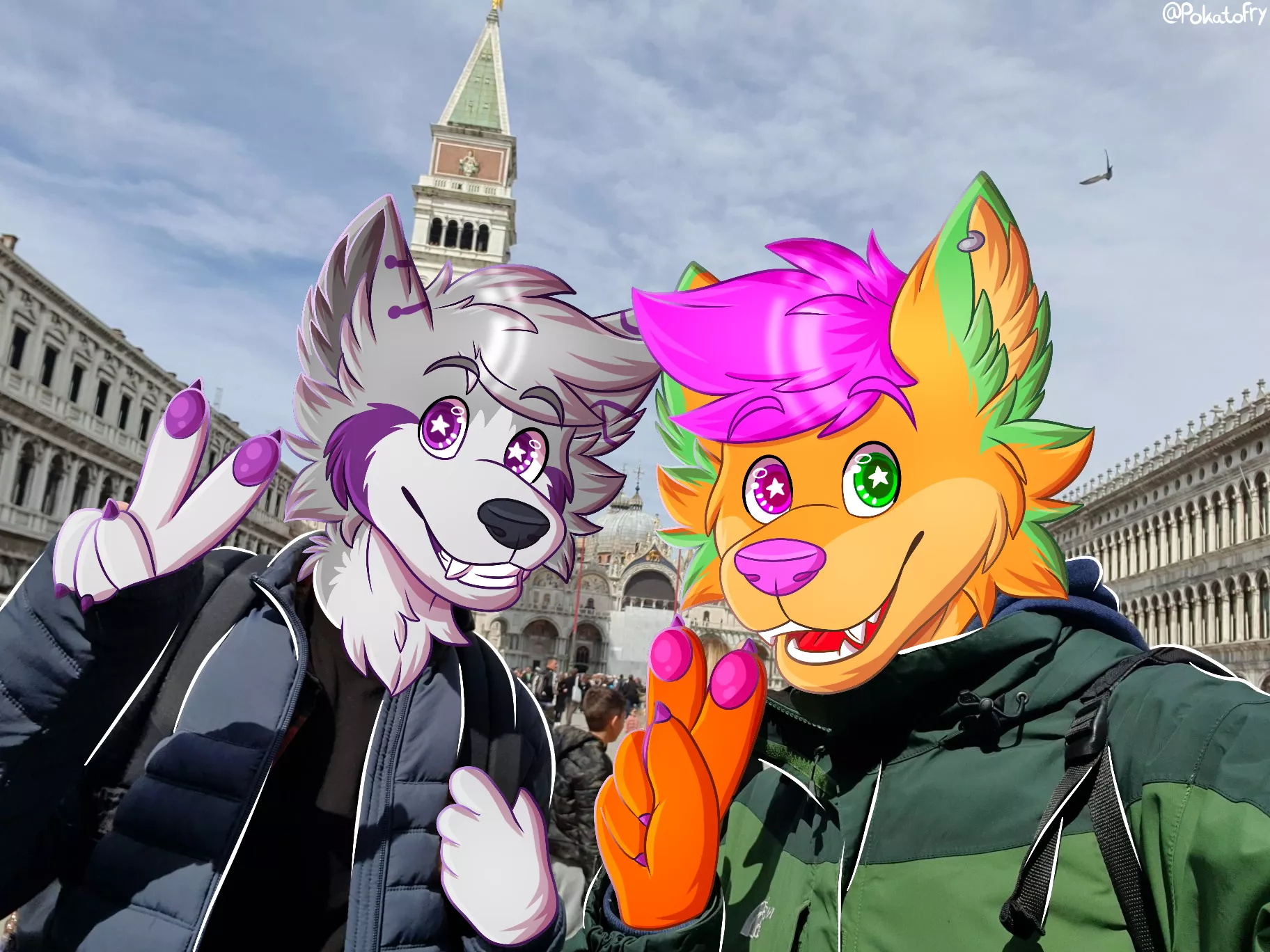 Met up with my international friend from Italy past week! Here's a drawover of our visit to Venice! (Art by me, @PokatoFry on Twitter) Met up with my international friend from Italy past week! Here's a drawover of our visit to Venice! (Art by me, @PokatoFry on Twitter)