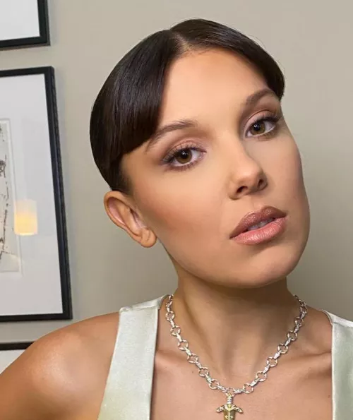 Millie Brown waiting to get her pretty face blasted