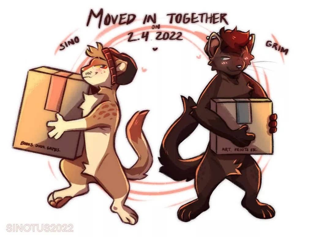Moved in together with my partner on the 2nd of April 2022 so i drew this! Honestly it was the best decision of my entire life <3 Moved in together with my partner on the 2nd of April 2022 so i drew this! Honestly it was the best decision of my entire life <3