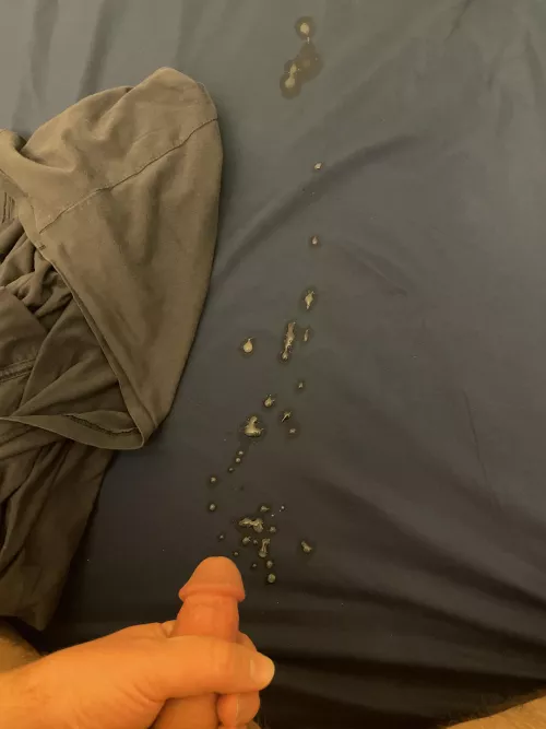 My friend wanted me to cum on my sheets last night, so I made her a little cum painting