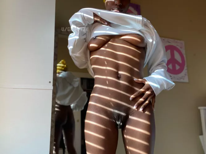 My pussy lips and I are just chilling. I should be chillin on your dick…