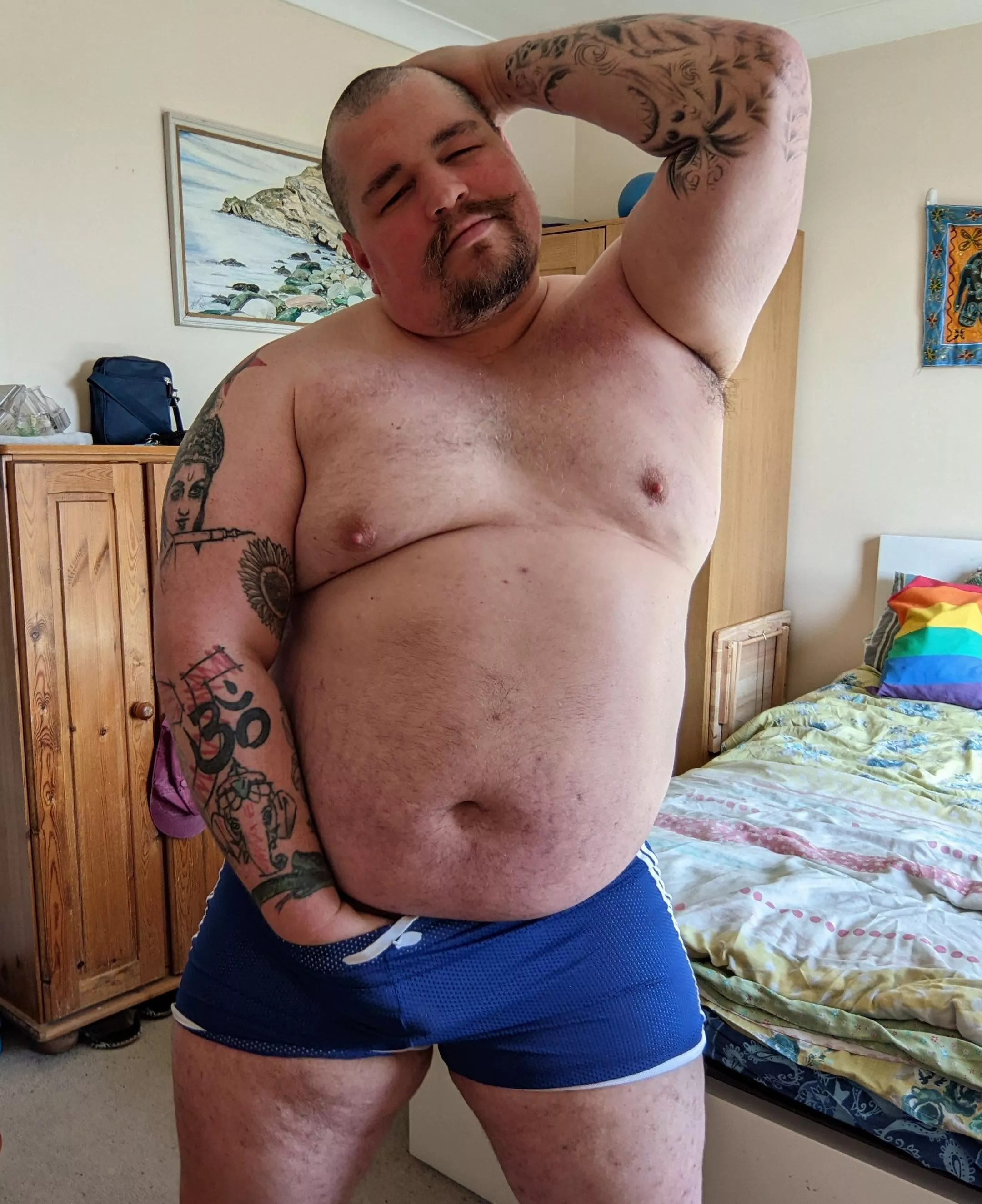 My skimpy workout shorts.