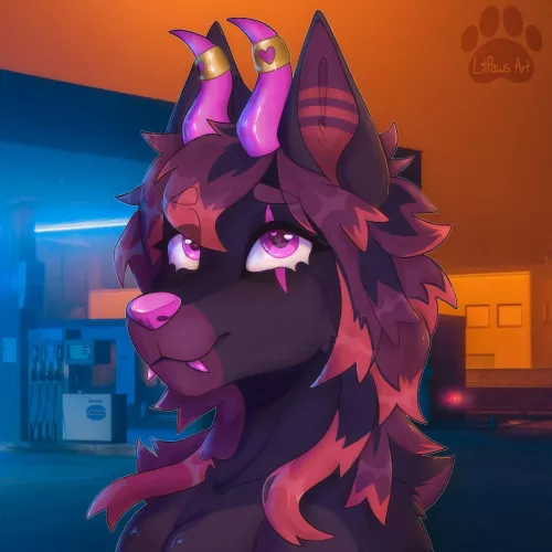 My sona Shenzi! She's a Doberman x HellHound. [art by me]