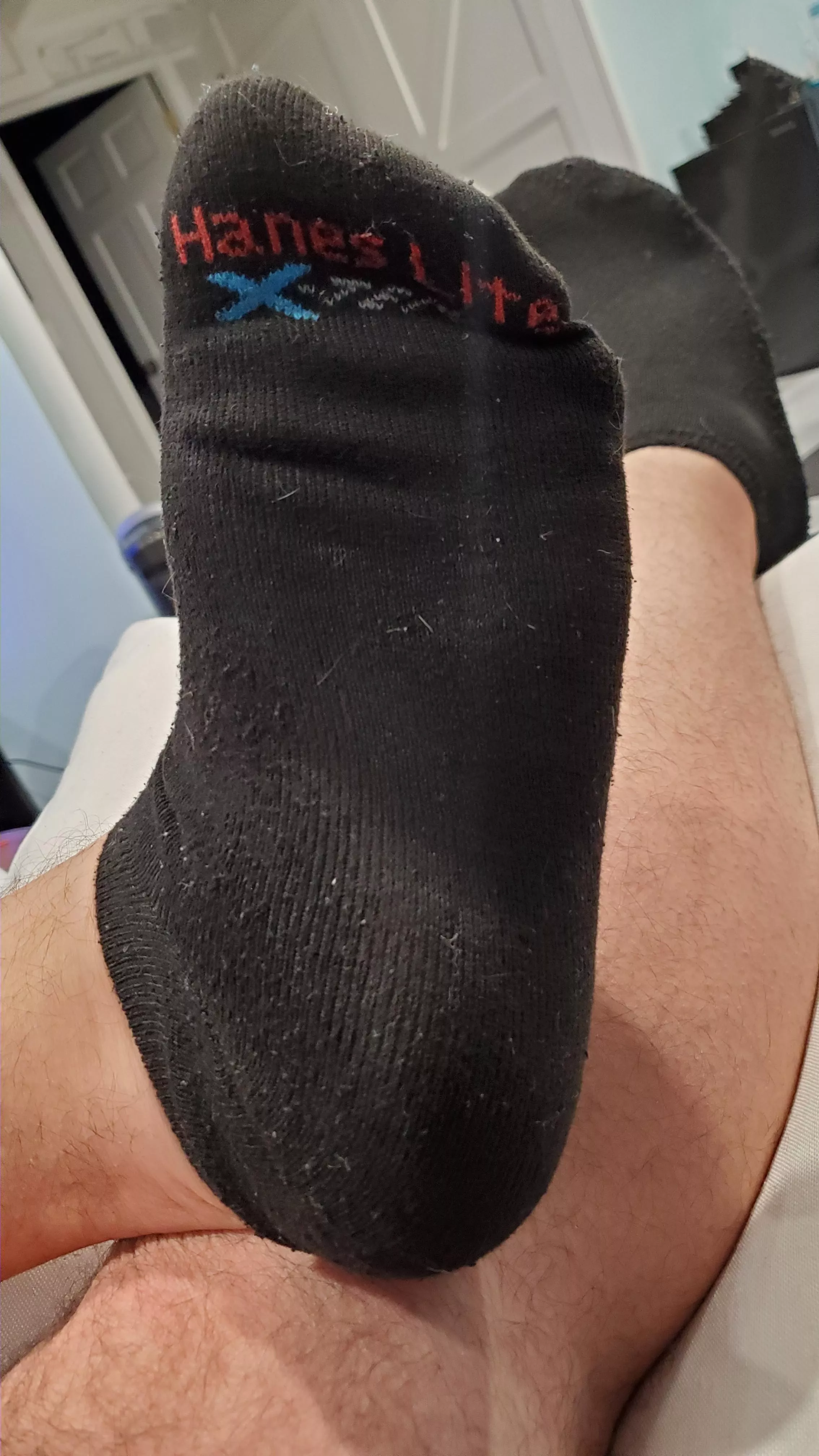 My view... I can smell my sock from where I'm sitting 😏