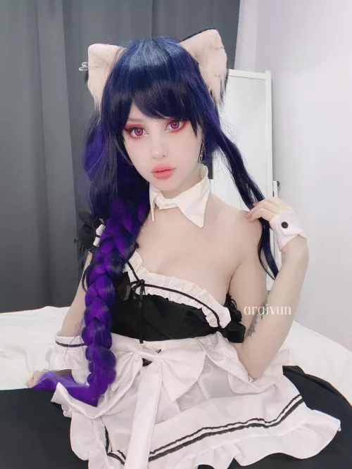 Neko Maid Raiden Shogun cosplay by Araivun~