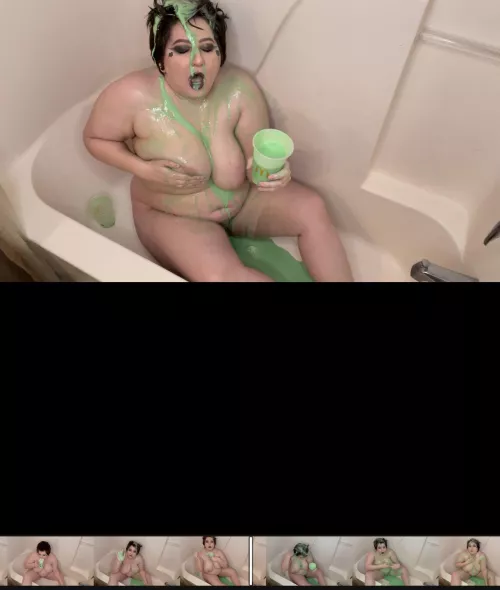 New festive St Patrick’s Day WAM video using cold, green Shamrock shakes! 🍀💚Looks like green slime! [f] [OC] (Dropbox link or OF $5)