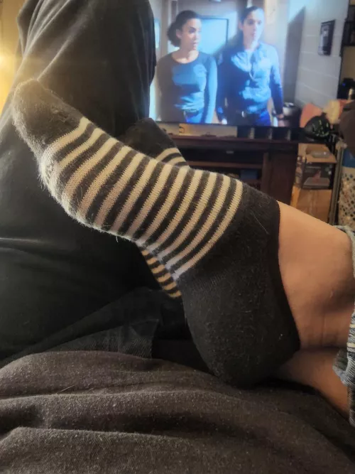 nice striped socks on my lap