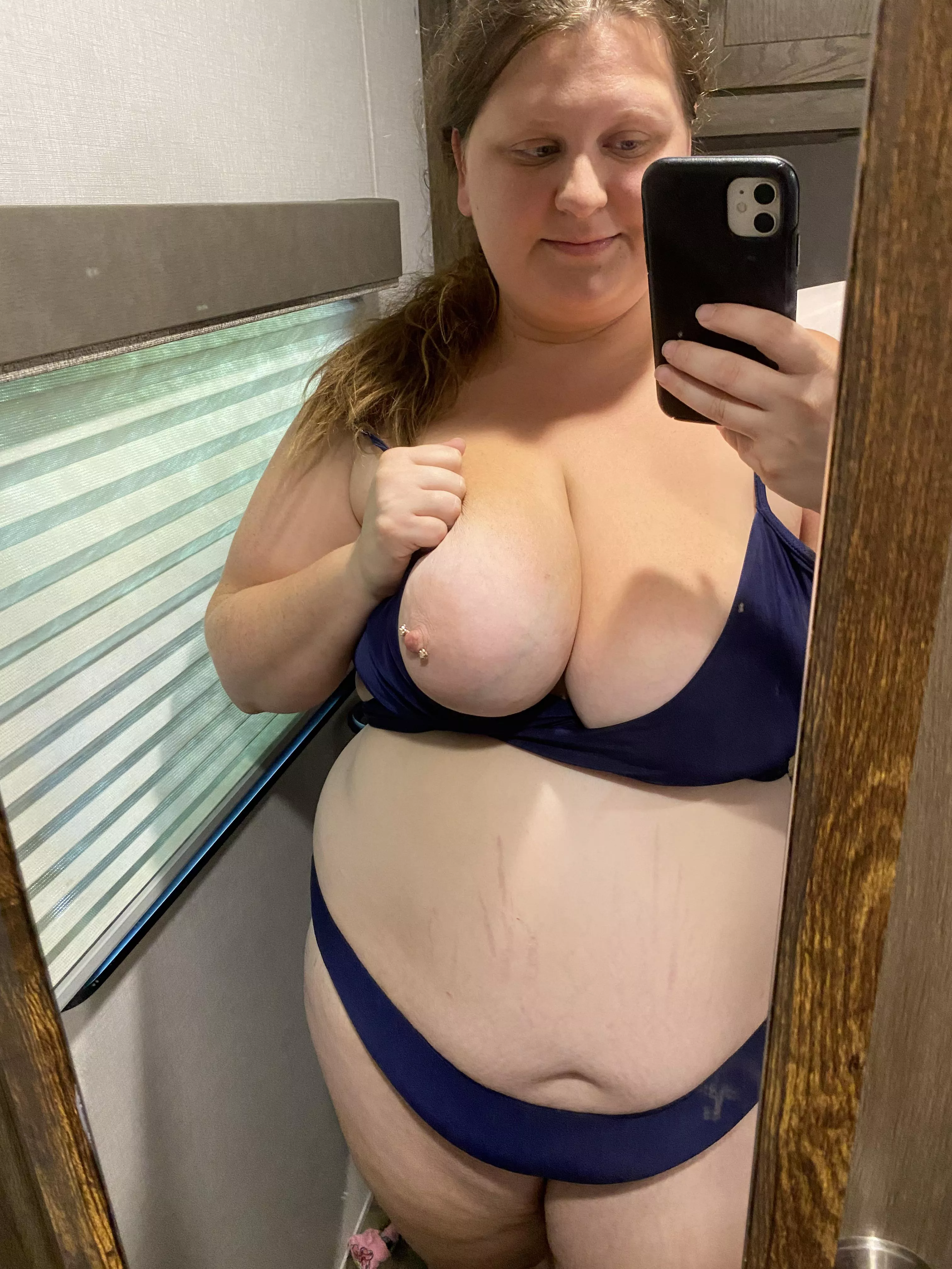 Nipple slips before the pool