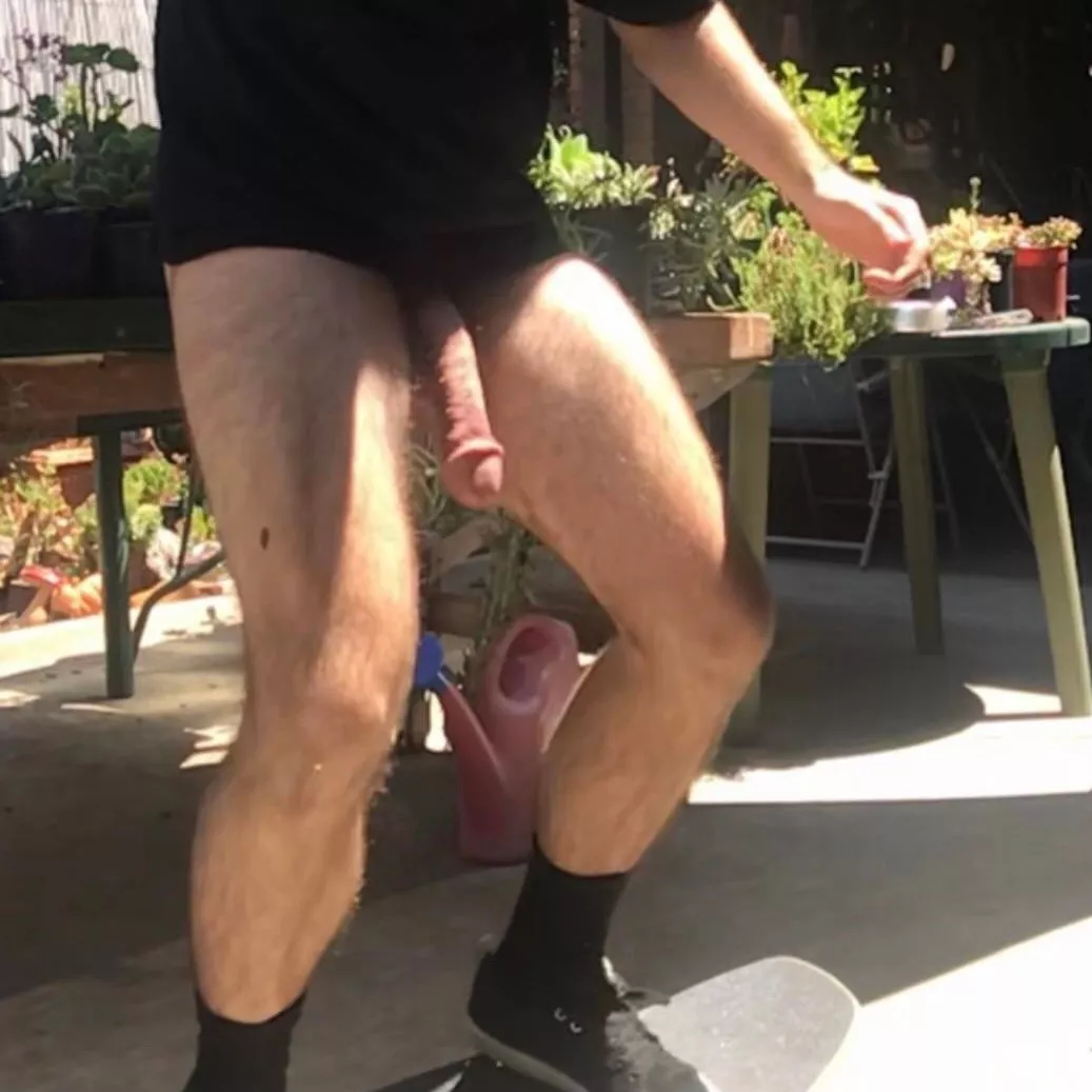 No rules against nudity in my family - skating with my doodle showing