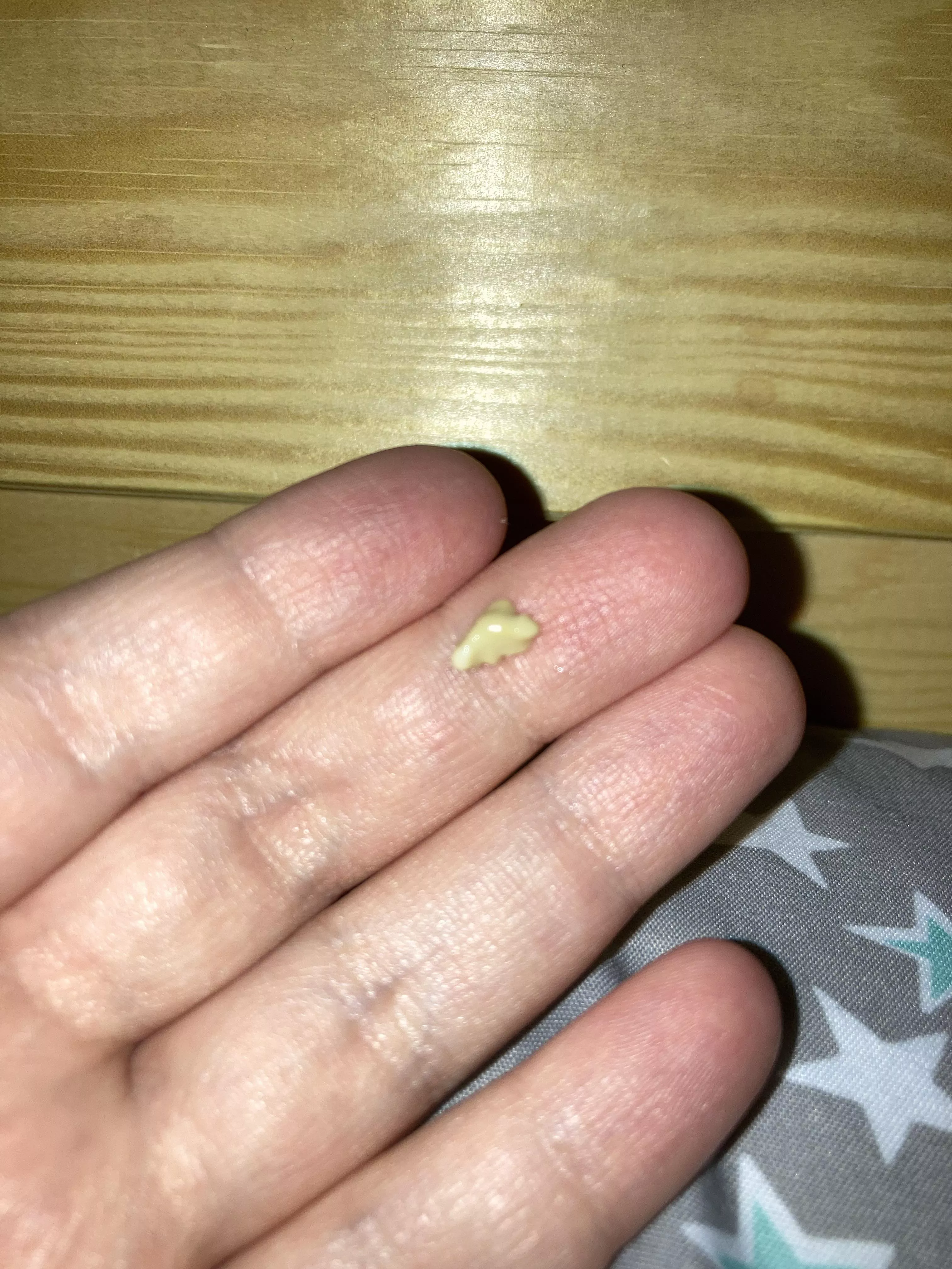 Obligatory long time lurker first time poster. Laying in bed to finally sleep when I almost choked on this “little” sucker. Obligatory long time lurker first time poster. Laying in bed to finally sleep when I almost choked on this “little” sucker.