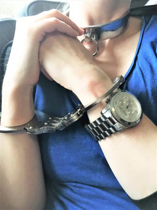 [OC] Cuffed and collared myself before watching TV ... more fun that way