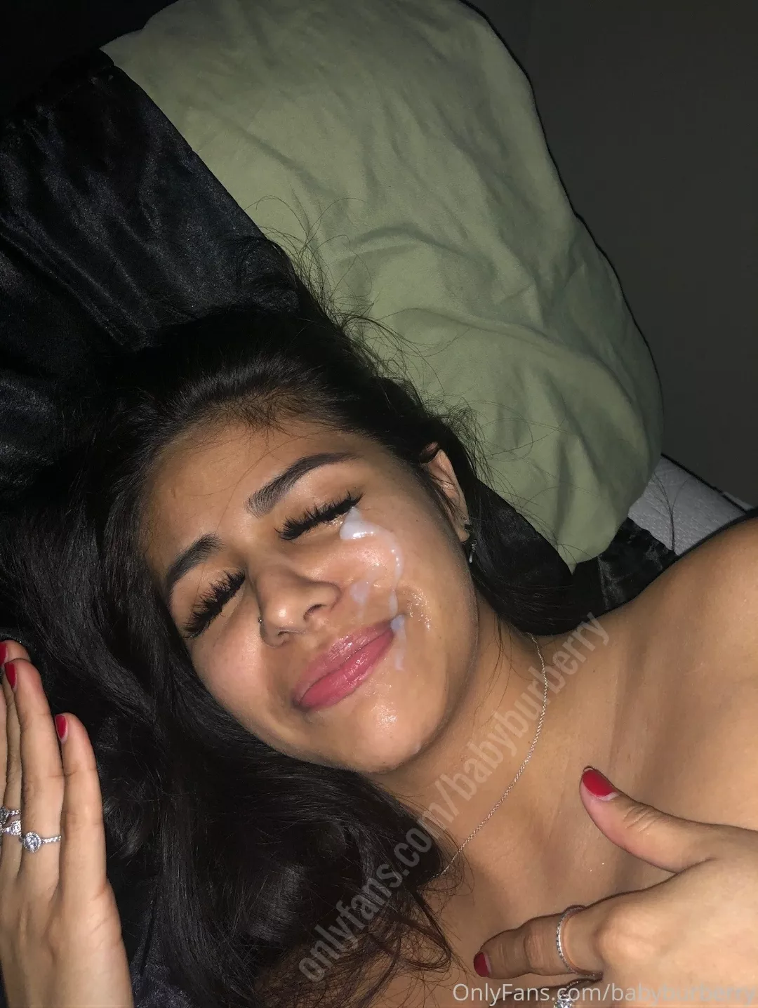 On her face