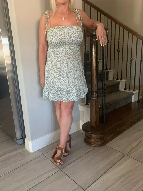 On my way out for dinner and a “date”. Do you think he’ll like my new dress?