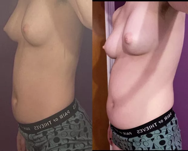 only a month and a half between these pics. u can imagine how much eating ive done..😵