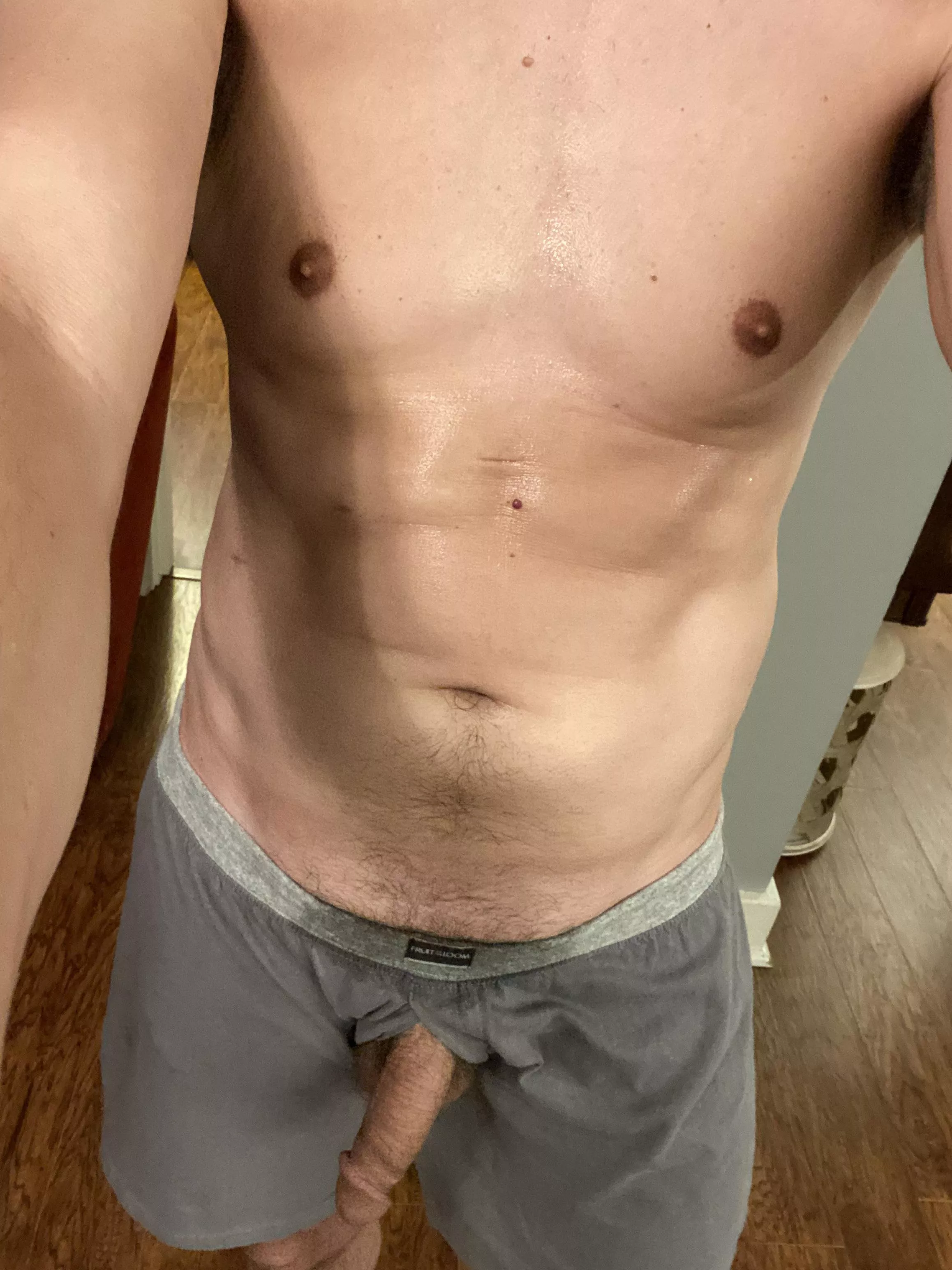 Oops 😬 it slipped out of my sweaty boxers after my run!