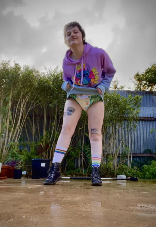 Outside rainy fun!!! No one to tell me to go inside heheh