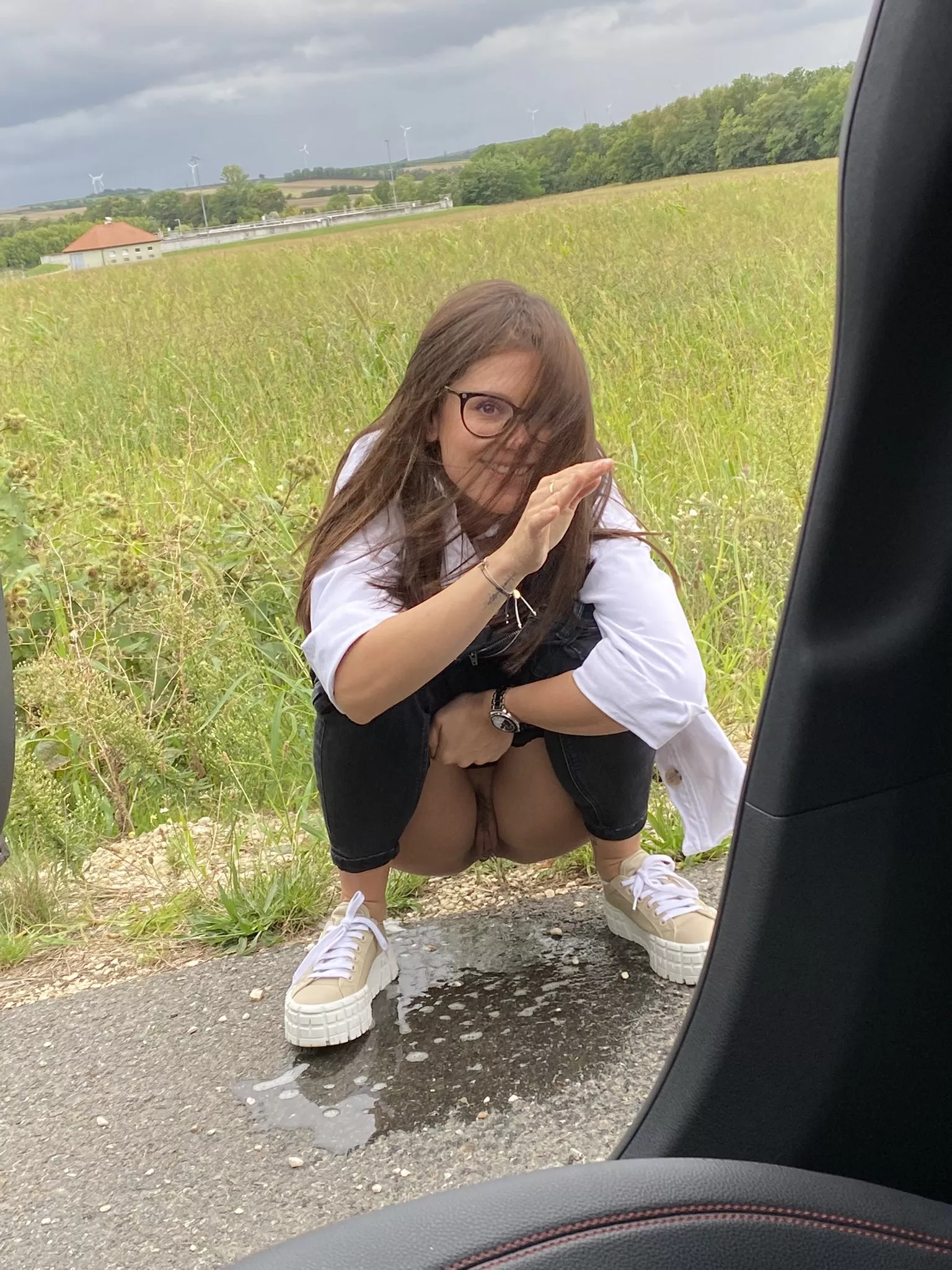 Pee on the road
