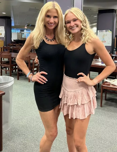 Petite blonde mother daughter