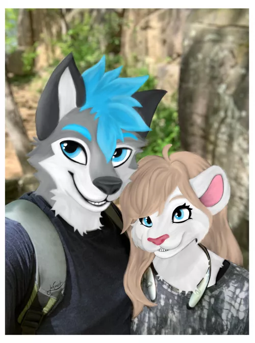 Photo “paint” over of my wife and I’s sonas from our hiking trip last fall!
