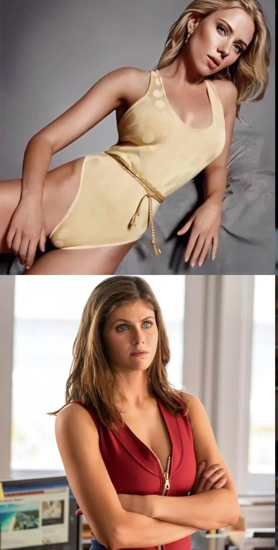 Pick one to have tied up and ball gagged in your bdsm dungeon and anal fuck. Scarlett Johansson or Alexandra Daddario. Explain your choices in the comments. Pick one to have tied up and ball gagged in your bdsm dungeon and anal fuck. Scarlett Johansson or Alexandra Daddario. Explain your choices in the comments.
