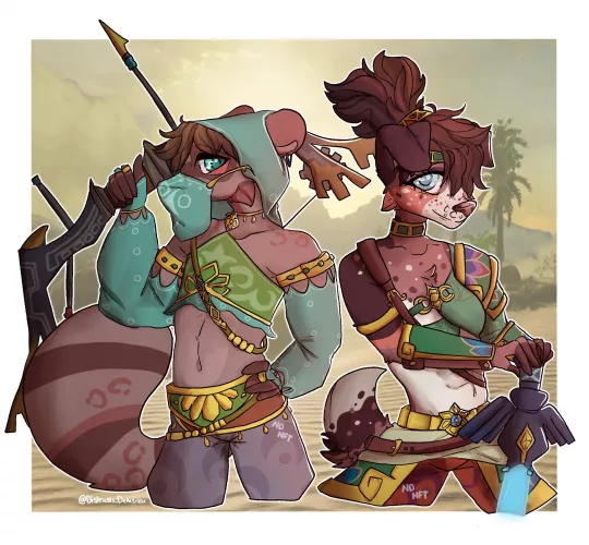 Pov: you trade outfits with your close friend to sneak into botw gerudo town together (art by me)