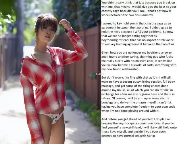 Remaining her your dominant keyholder even after the breakup