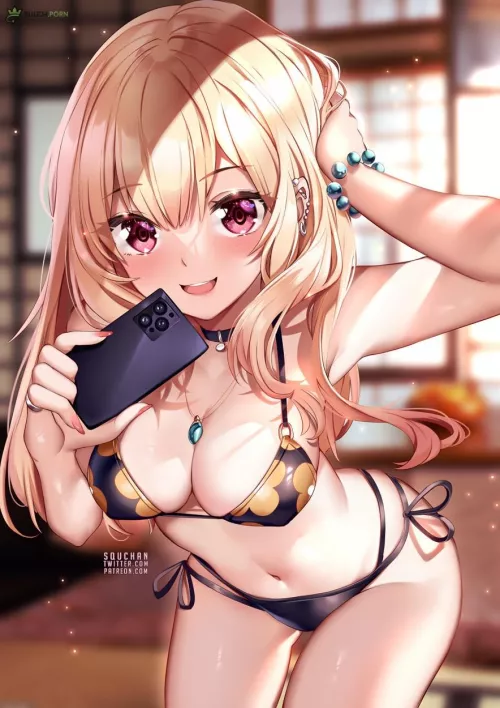 Rule 34 - 1girls 2022 bikini black bikini blonde hair blush breasts [Sono Bisque Doll Wa Koi Wo Suru]