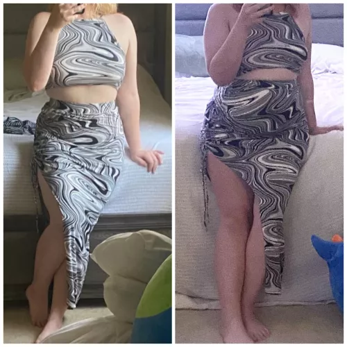 Same dress, 2 months apart ☠️