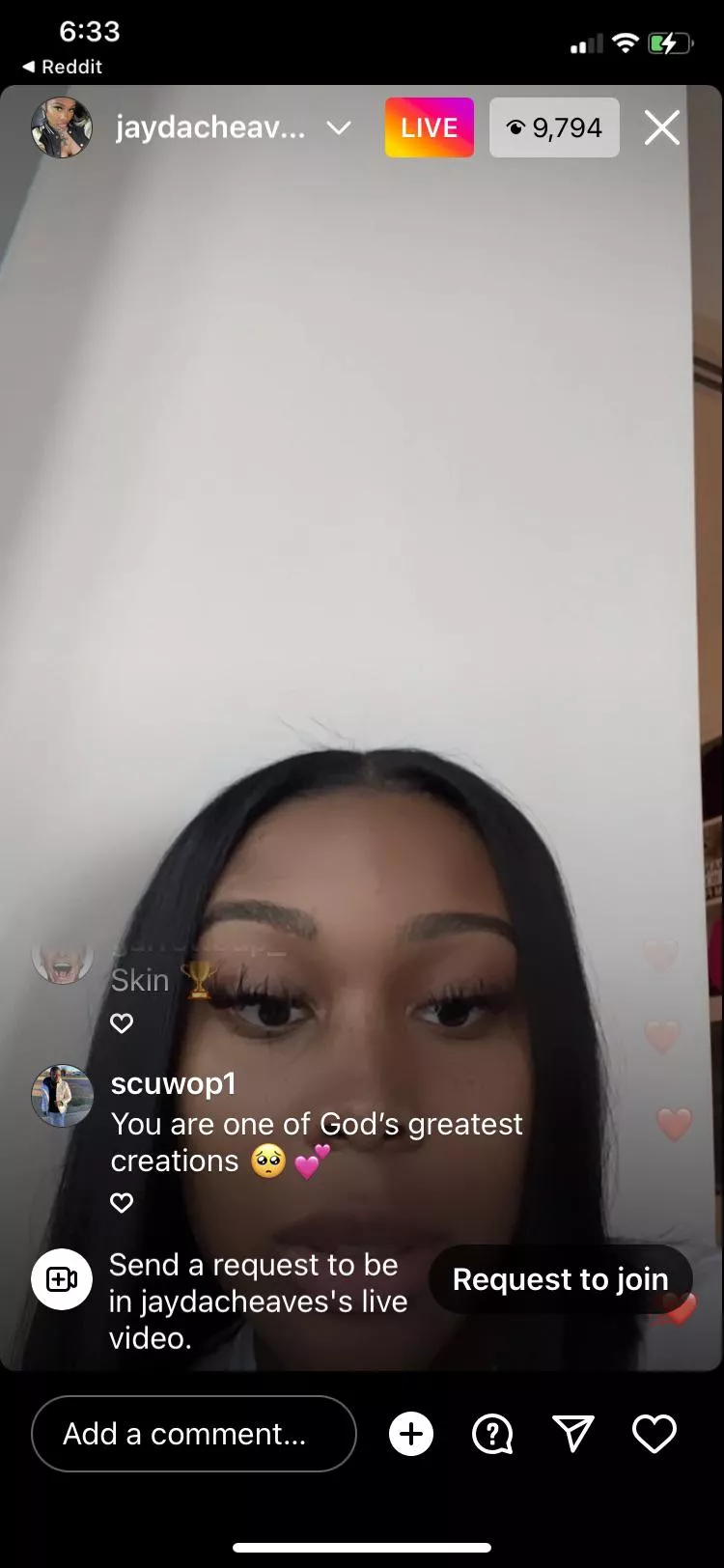 She’s on live