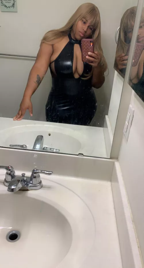 Shiny little black dress