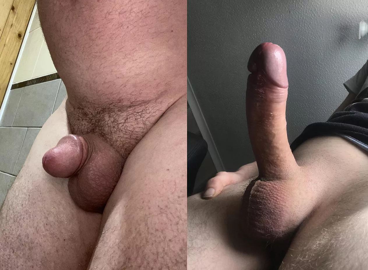 Sissy clitty next to Sirs huge cock