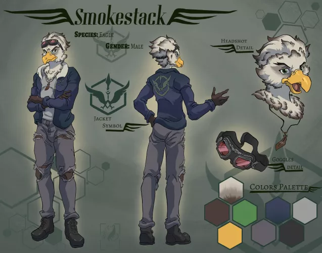 Smokestack reference sheet commission ~ Hey avians, who else love an eagle? ^^